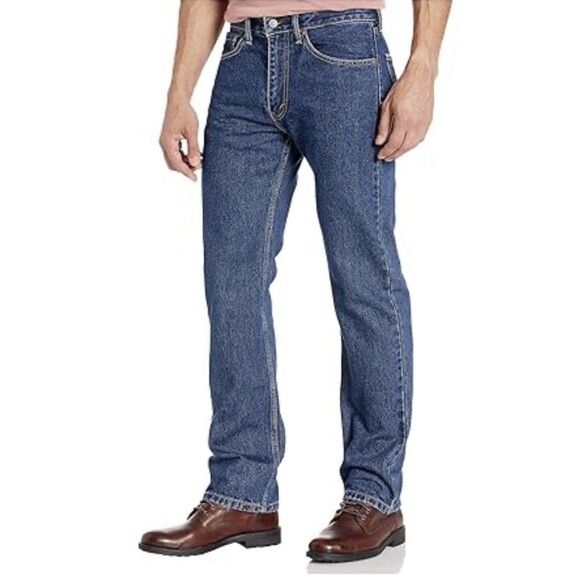 Levis 505 Regular Straight Leg Jeans Size 32x30 Mens Dark Stonewash Cotton NEW - Picture 2 of 5